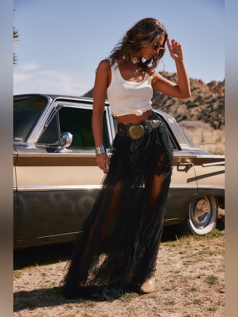 Rosalie Rock Black Tulle Maxi Skirt - Picture 4 of 9